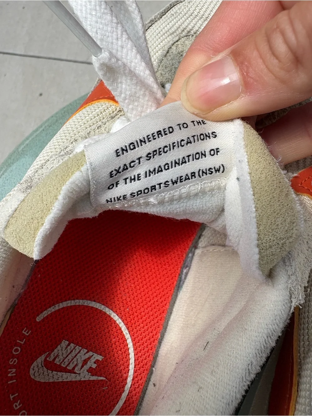 Nike Women's Waffle Debut  Low-Top Sneakers in Muslin/Campfire Orange size 9